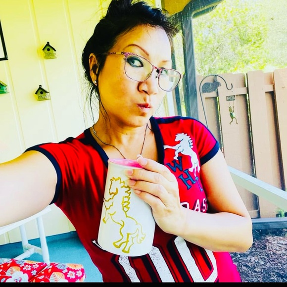 #0656 * White Horse Thunder Blue Travel Mug 16 0z 473 ml - Picture 6 of 9